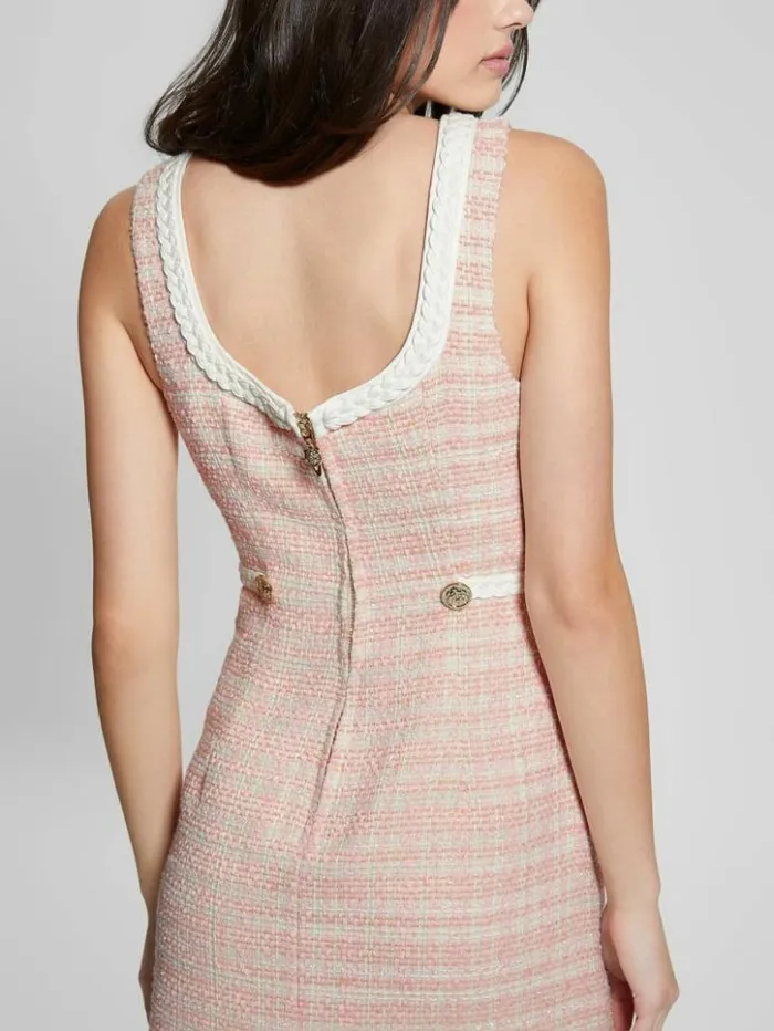 Women GUESS Dresses and Jumpsuits Tosca Braid Dress Pink Boucle Combo