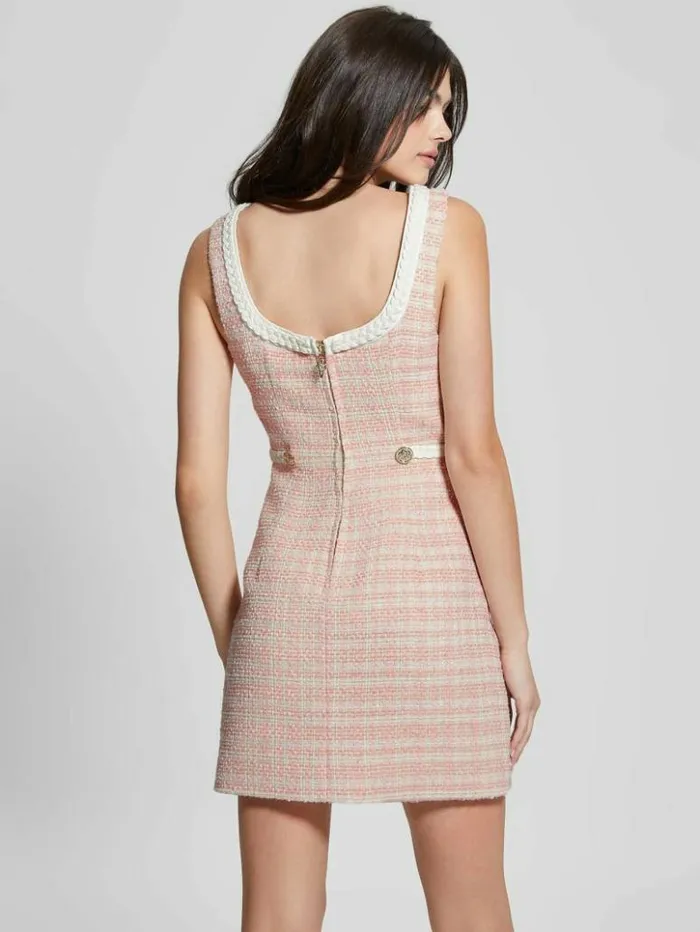 Women GUESS Dresses and Jumpsuits Tosca Braid Dress Pink Boucle Combo