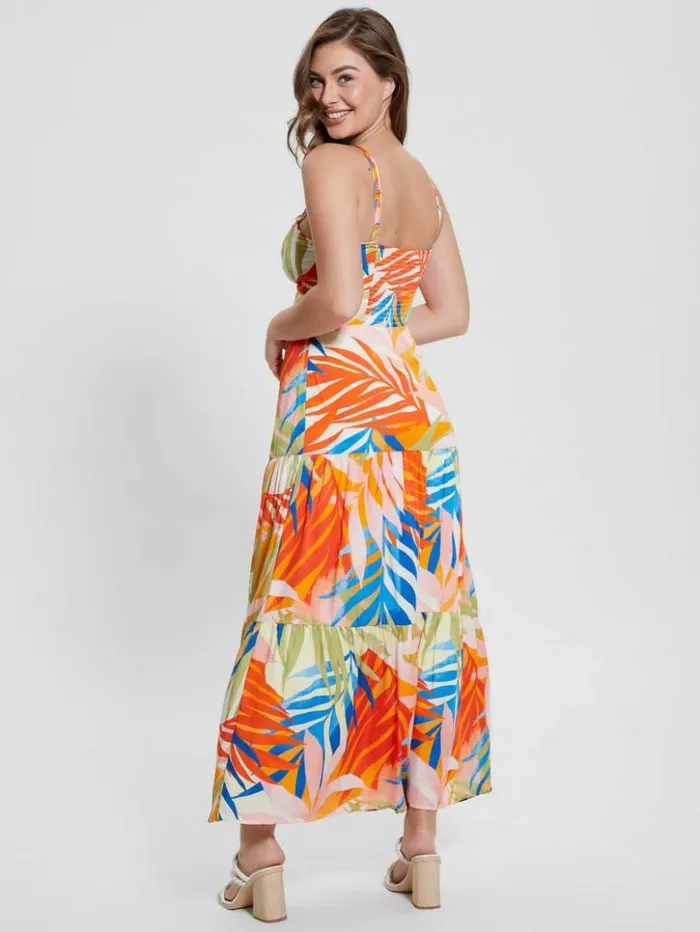 Women GUESS Dresses and Jumpsuits Tropical Printed Maxi Dress Havana Print
