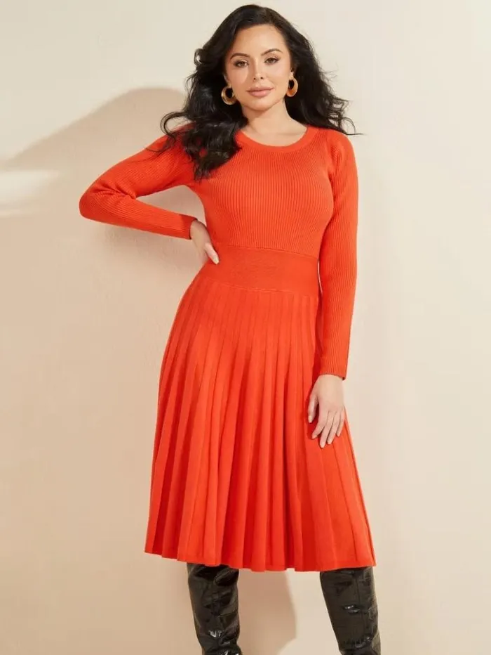 Women GUESS Dresses and Jumpsuits Wavelength Sweater Dress Ochre Playfull