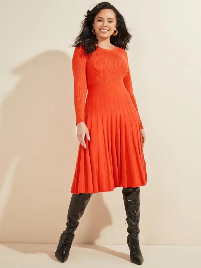 Women GUESS Dresses and Jumpsuits Wavelength Sweater Dress Ochre Playfull