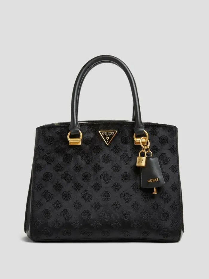 Women GUESS Handbags Ales Girlfriend Satchel Black