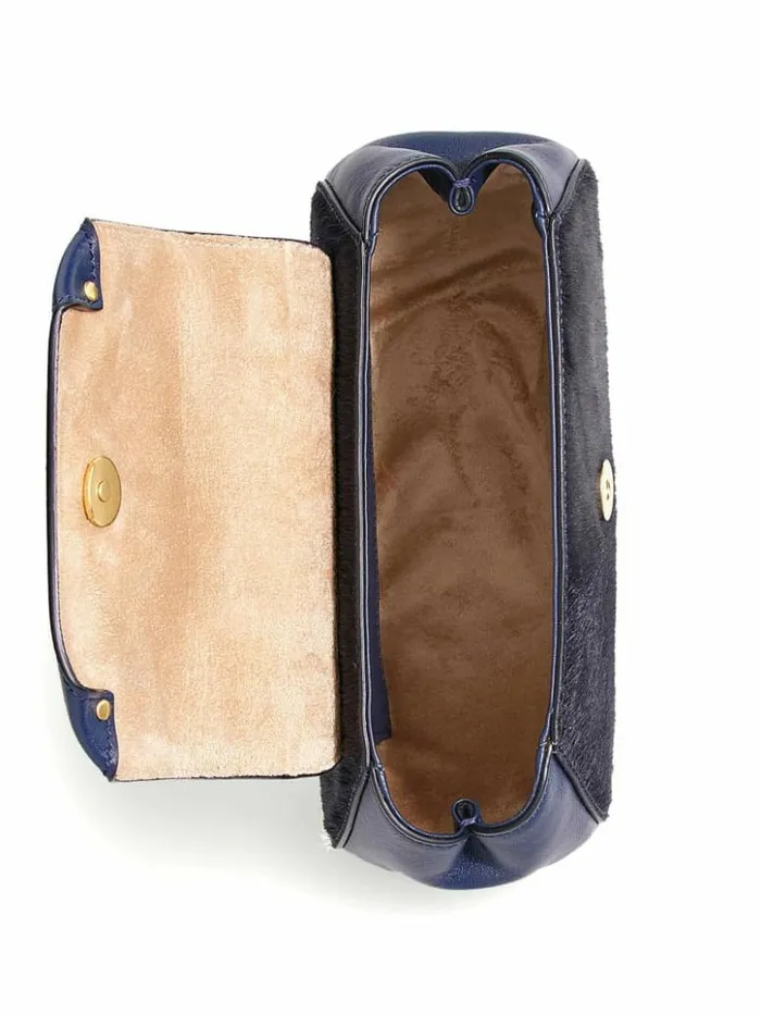 Women GUESS Handbags Alia Small Rounded Leather Crossbody Dark Blue