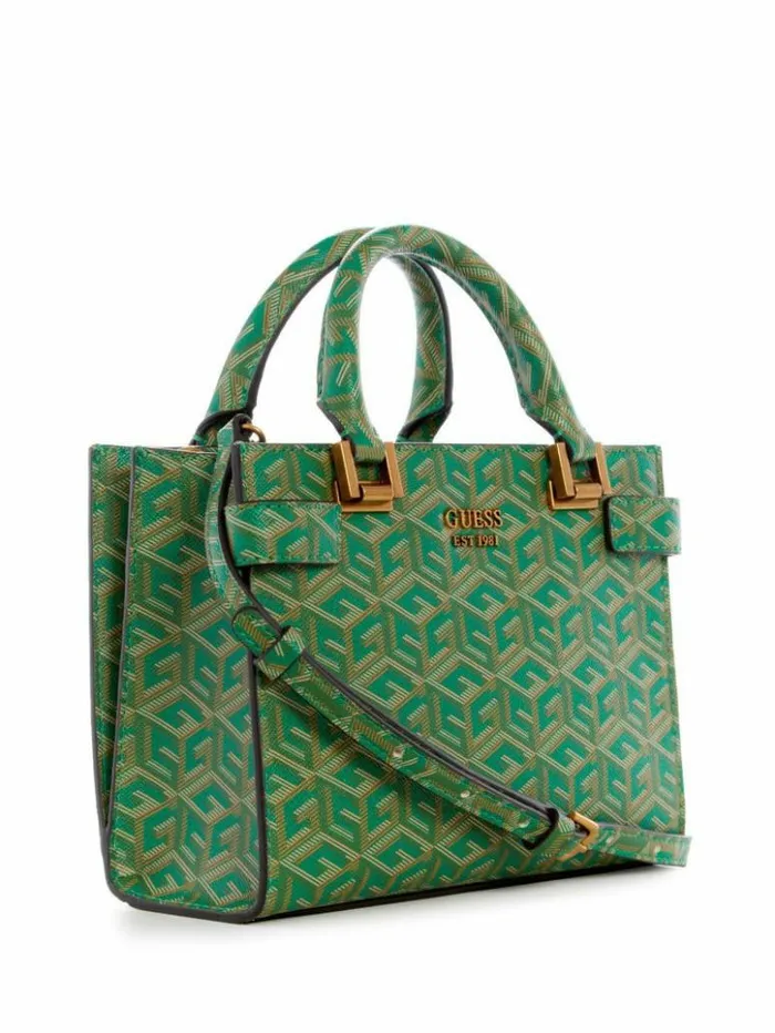 Women GUESS Handbags Atene Mini Satchel Forest Logo