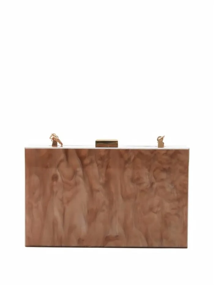 Women GUESS Handbags Checkered Ginger Lucite Clutch Ginger