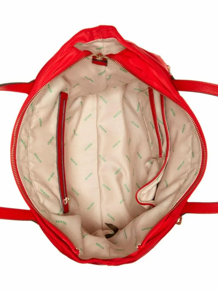 Women GUESS Handbags Eco Gemma Tote Passion Red