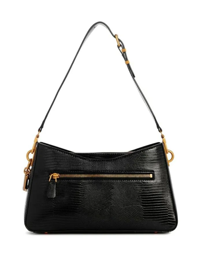 Women GUESS Handbags Ginevra Elite Shoulder Bag Black Floral Print