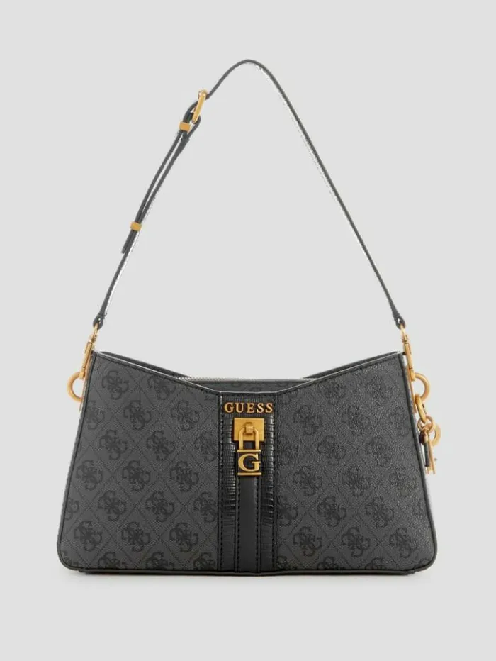 Women GUESS Handbags Ginevra Logo Elite Shoulder Bag Cloud Wash