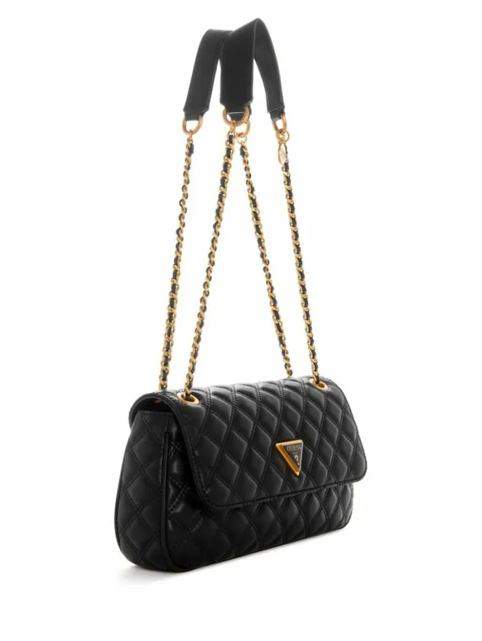 Women GUESS Handbags Giully Quilted Convertible Crossbody Black Floral Print Women GUESS Handbags Giully Quilted Convertible Crossbody Black Floral Print