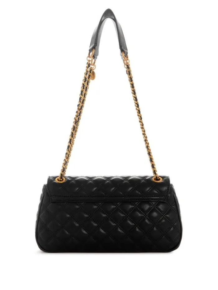 Women GUESS Handbags Giully Quilted Convertible Crossbody Black Floral Print Women GUESS Handbags Giully Quilted Convertible Crossbody Black Floral Print