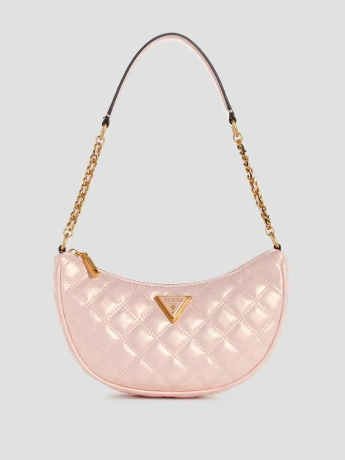 Women GUESS Handbags Giully Quilted Shoulder Bag Light Rose