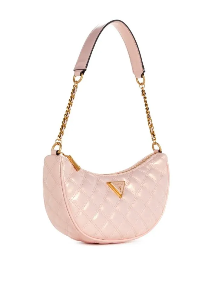 Women GUESS Handbags Giully Quilted Shoulder Bag Light Rose