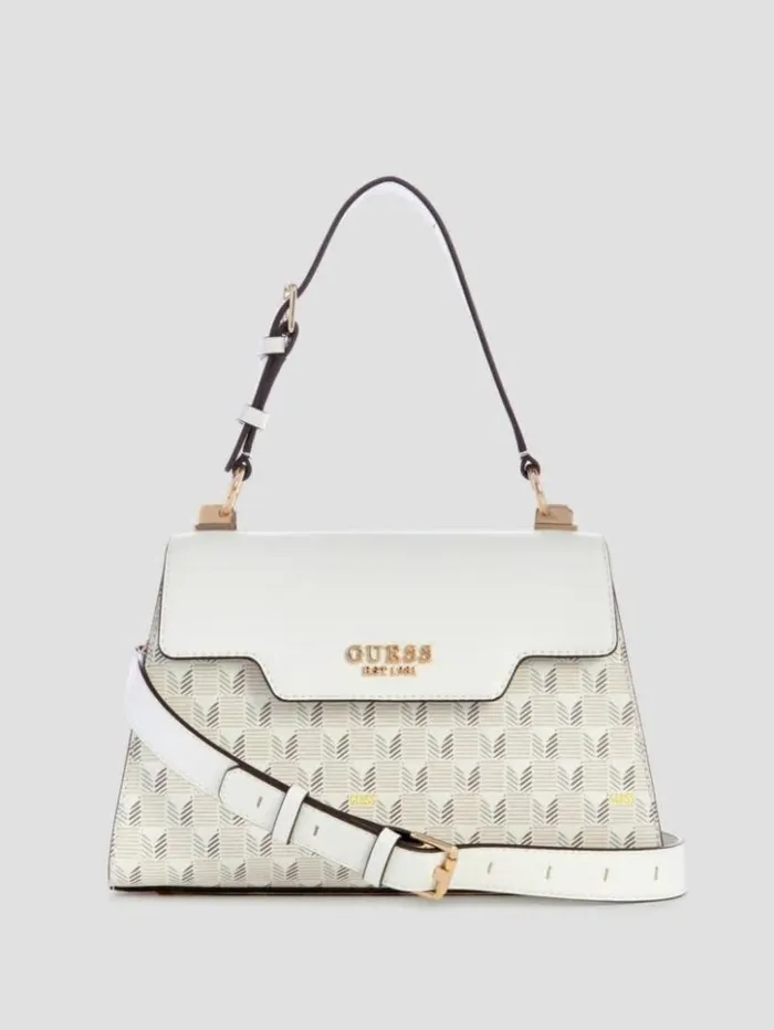 Women GUESS Handbags Hallie Mini FoldOver Flap Crossbody Steel