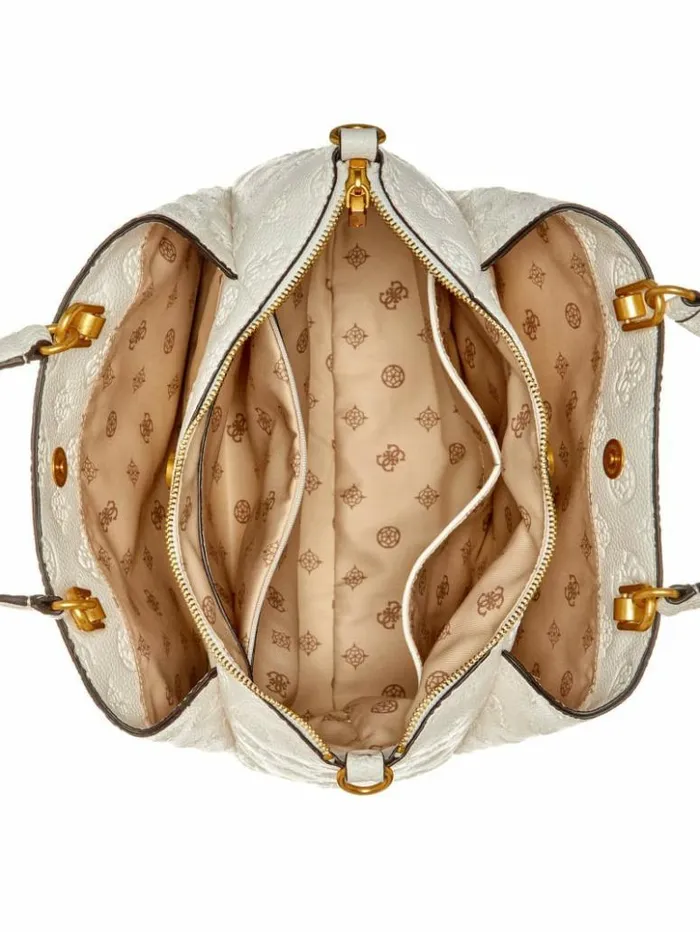 Women GUESS Handbags Izzy Peony Girlfriend Satchel Steel