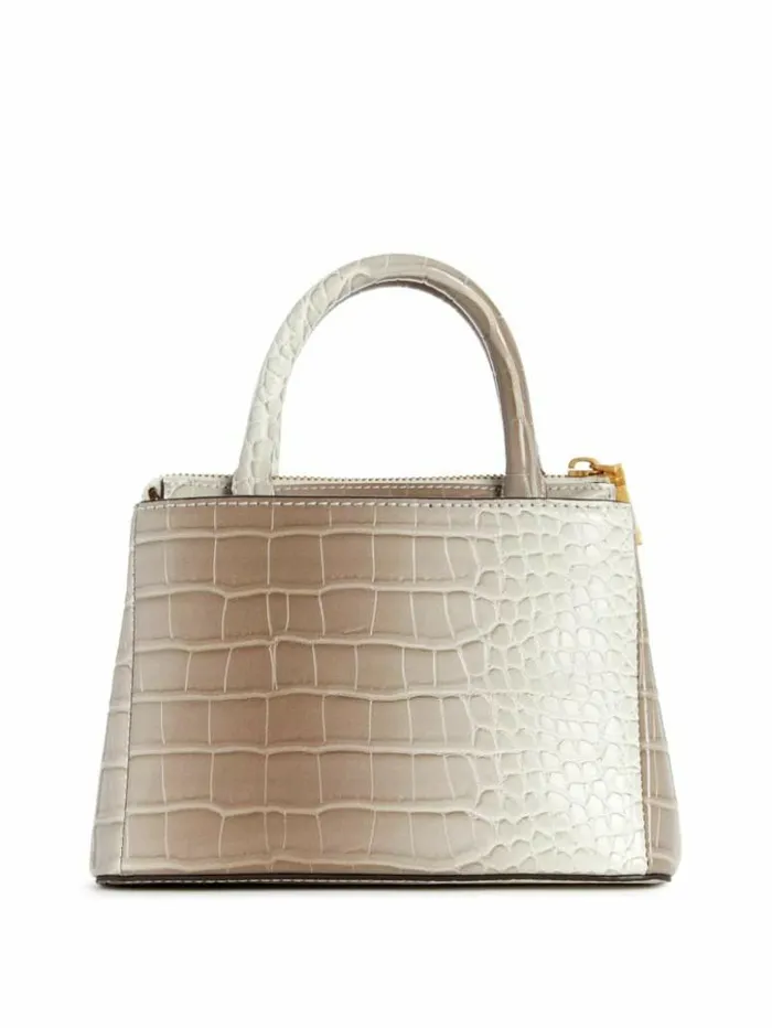 Women GUESS Handbags James Embossed Mini Satchel Rose Goldsmoke Gray