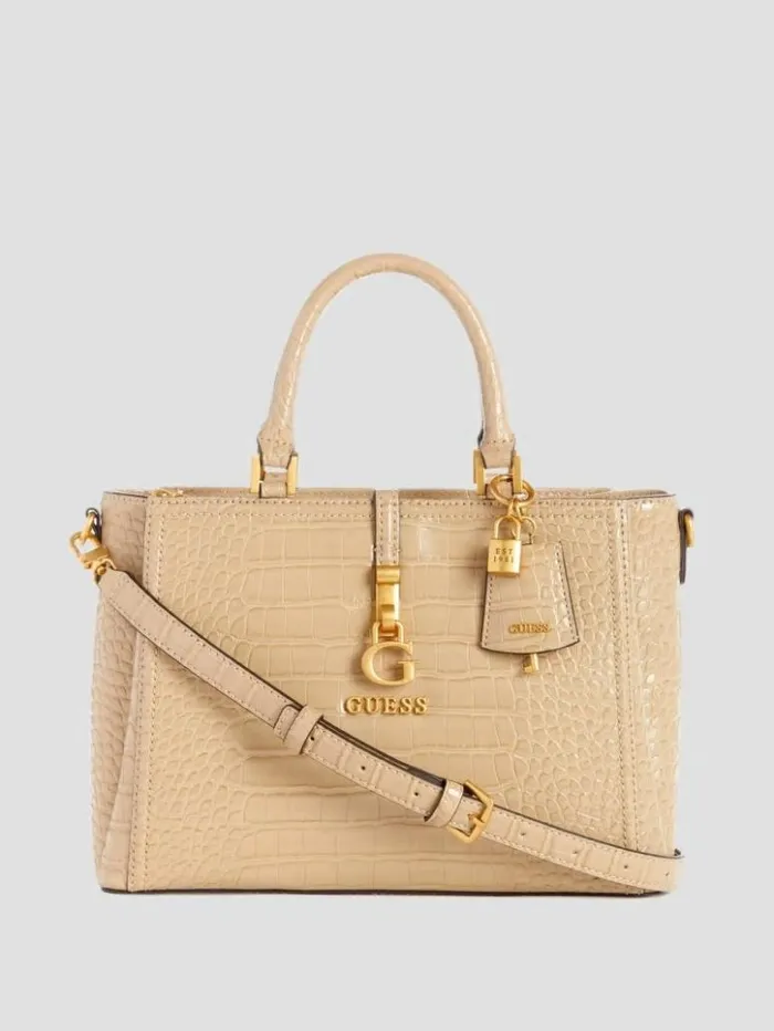 Women GUESS Handbags James Girlfriend Satchel Taupe