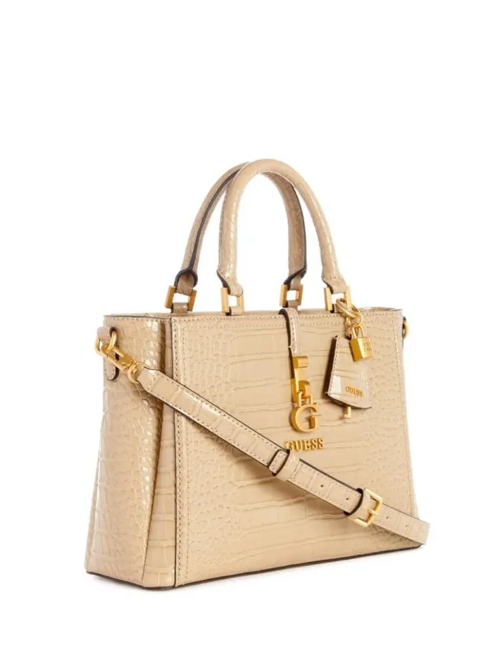 Women GUESS Handbags James Girlfriend Satchel Taupe
