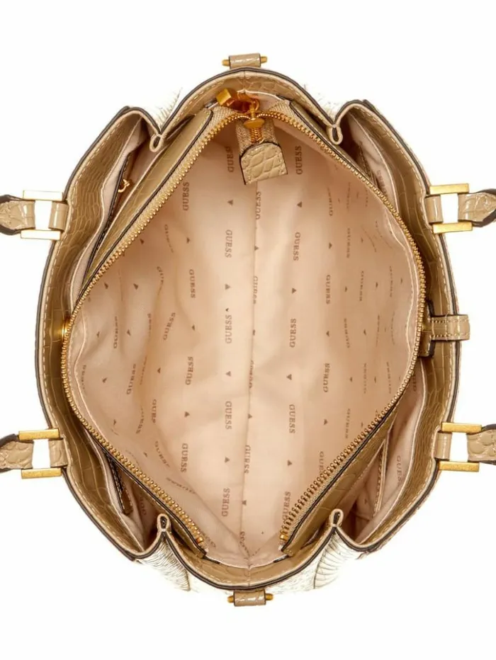 Women GUESS Handbags James Girlfriend Satchel Taupe