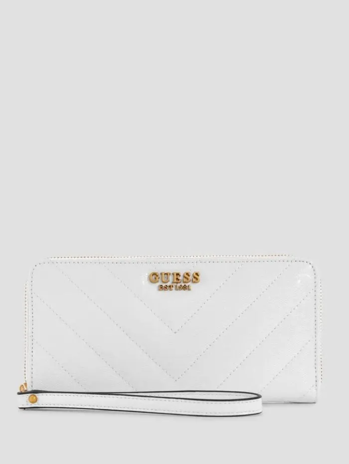 Women GUESS Handbags Jania Large ZipAround Wallet White