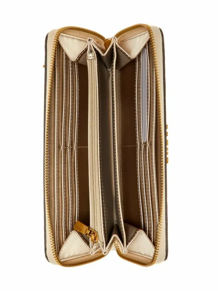 Women GUESS Handbags Jania Large ZipAround Wallet White