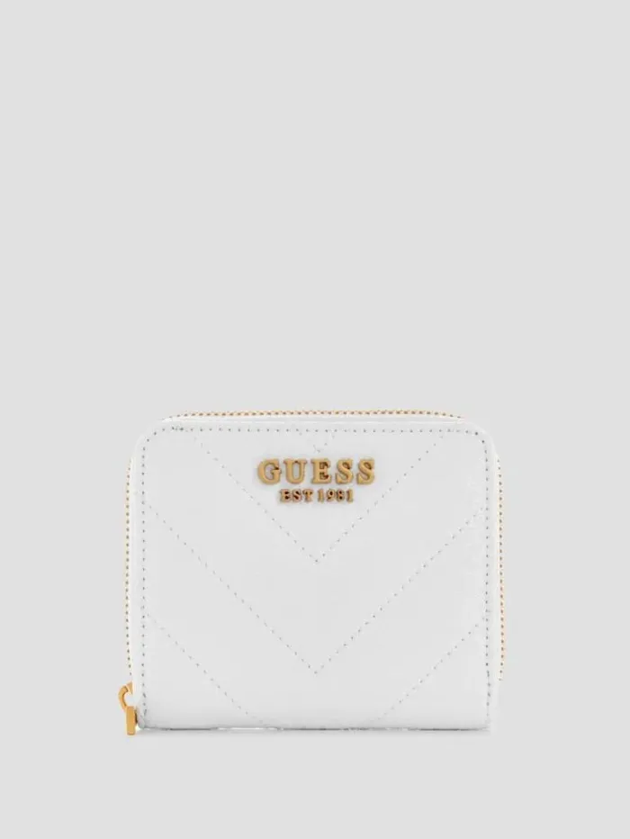 Women GUESS Handbags Jania Small ZipAround Wallet White