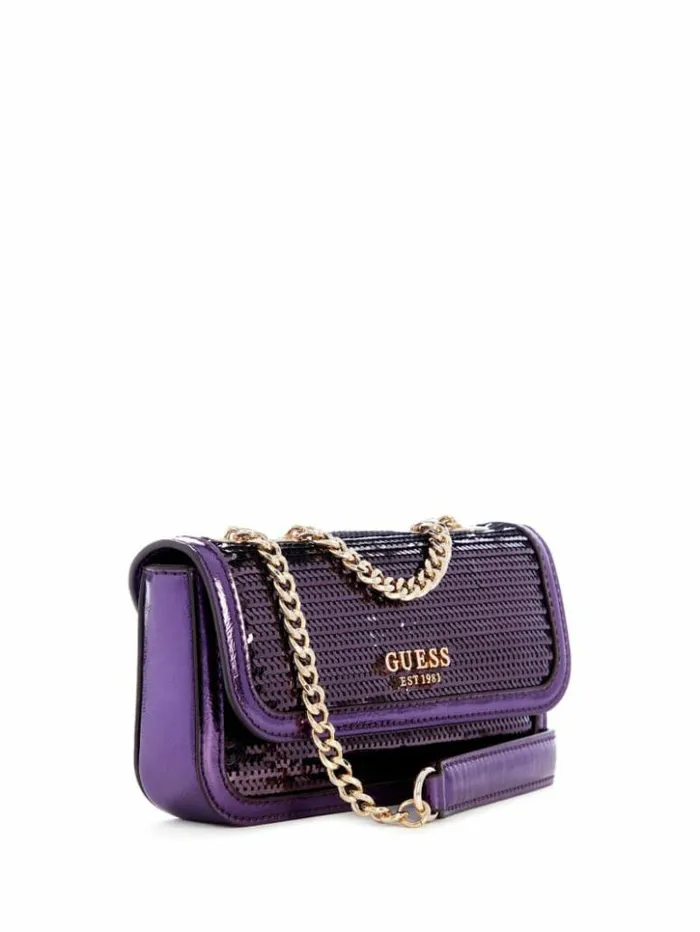 Women GUESS Handbags Kaska Sequin Convertible Mini Crossbody Antique Medium Wash Women GUESS Handbags Kaska Sequin Convertible Mini Crossbody Antique Medium Wash