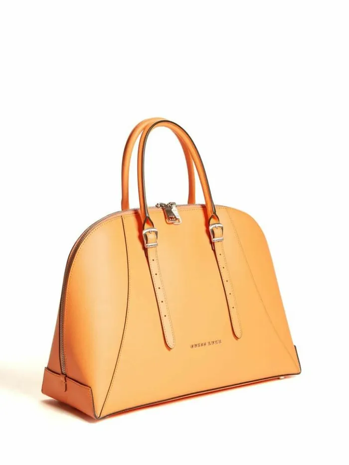 Women GUESS Handbags Lady Luxe Dome Satchel Orange