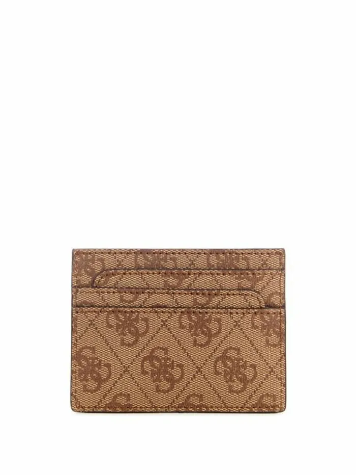 Women GUESS Handbags Laurel Quattro G Card Holder Latte Logo