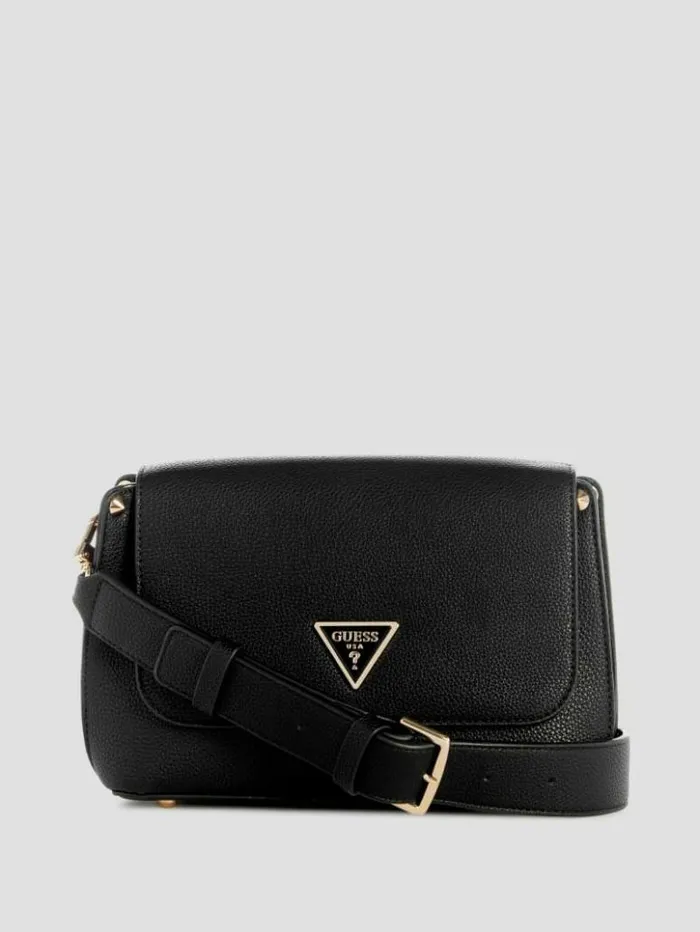 Women GUESS Handbags Meridian FoldOver Shoulder Bag Black