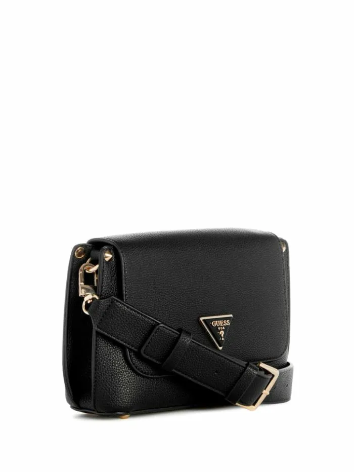 Women GUESS Handbags Meridian FoldOver Shoulder Bag Black
