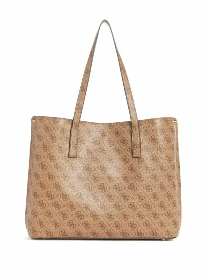 Women GUESS Handbags Meridian Quattro G Girlfriend Tote Latte Logo