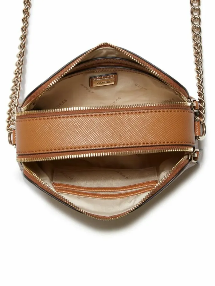Women GUESS Handbags Noelle Camera Crossbody Light Cognac