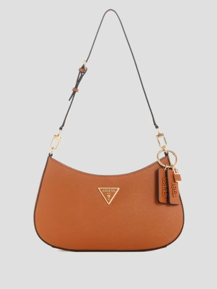 Women GUESS Handbags Noelle Shoulder Bag Light Cognac