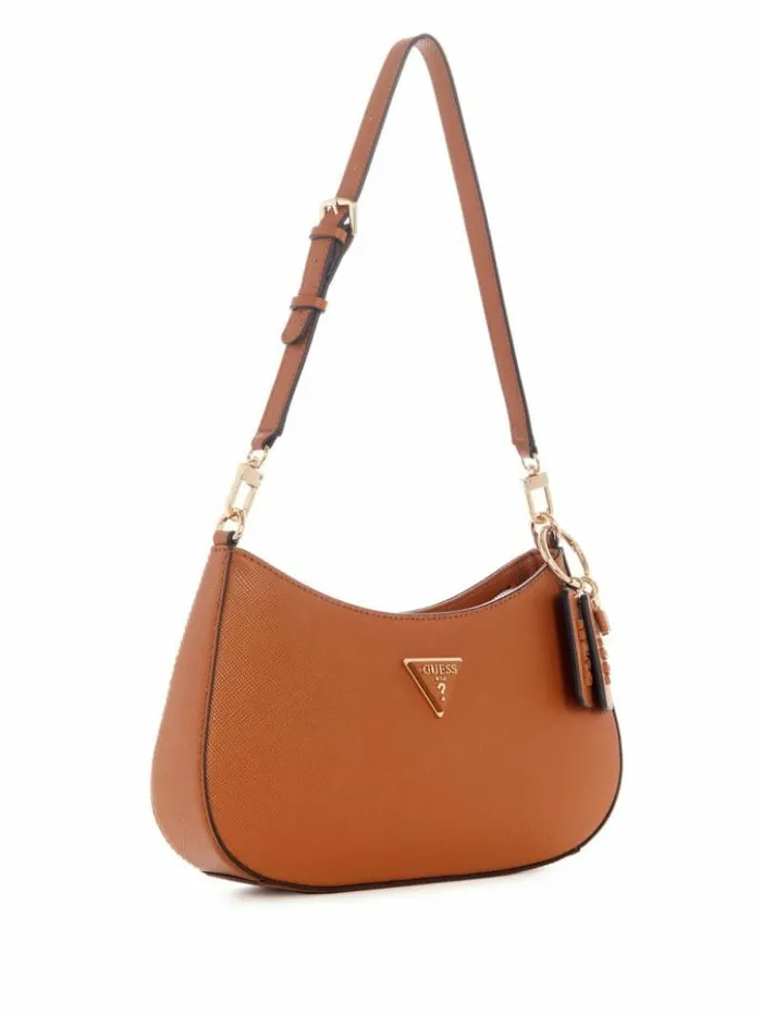 Women GUESS Handbags Noelle Shoulder Bag Light Cognac