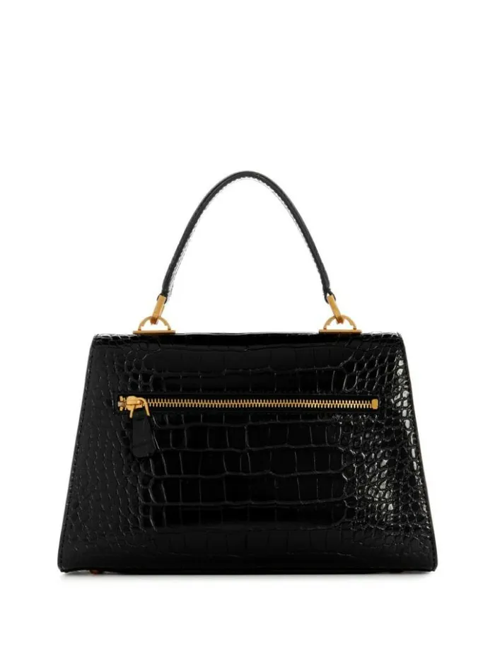 Women GUESS Handbags Sestri CrocodileEmbossed Crossbody Black
