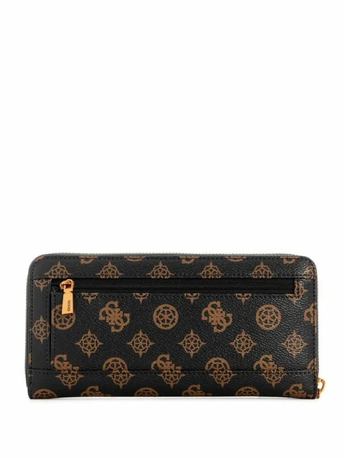Women GUESS Handbags Sestri Logo Large ZipAround Wallet Brown
