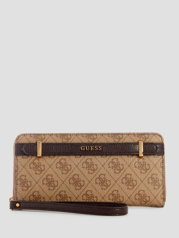 Women GUESS Handbags Sestri Logo Large ZipAround Wallet Light Vintage