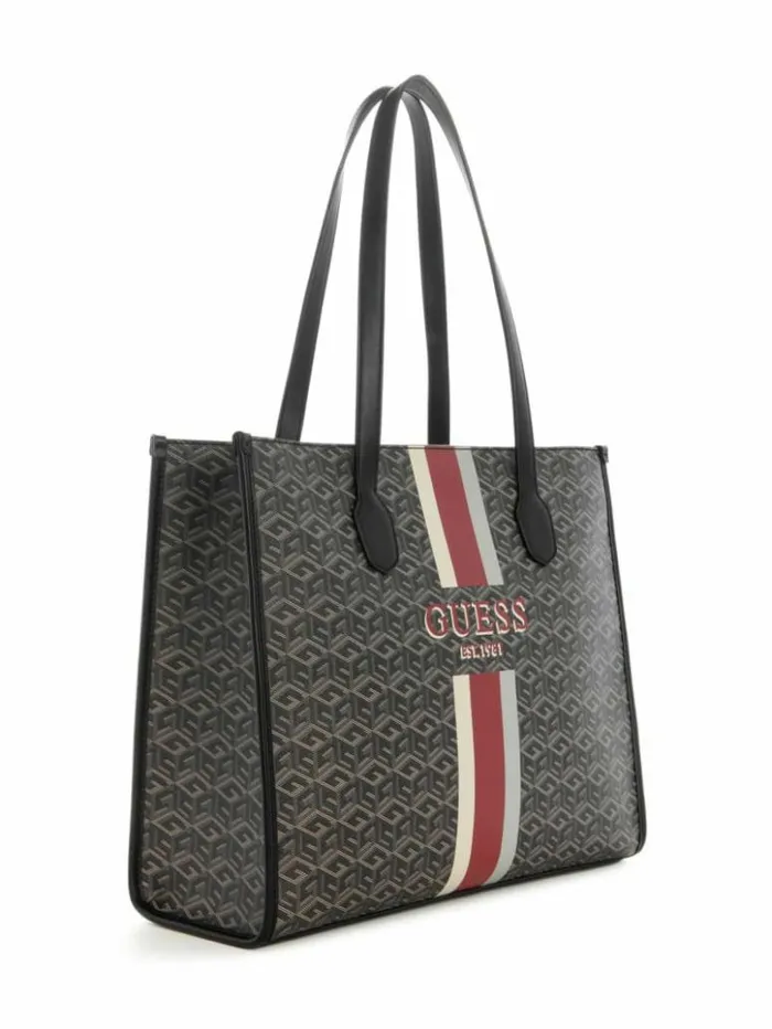 Women GUESS Handbags Silvana Cube Logo Girlfriend Tote Chief Green