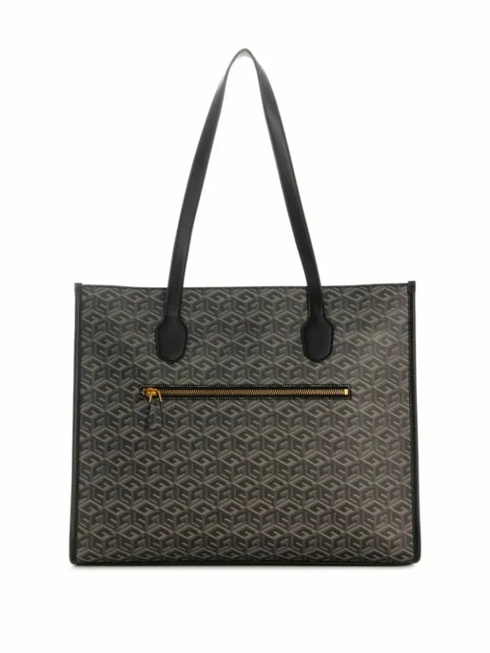 Women GUESS Handbags Silvana Cube Logo Girlfriend Tote Chief Green
