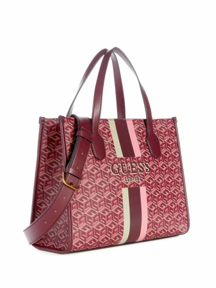 Women GUESS Handbags Silvana G Cube Tote Montego Wash