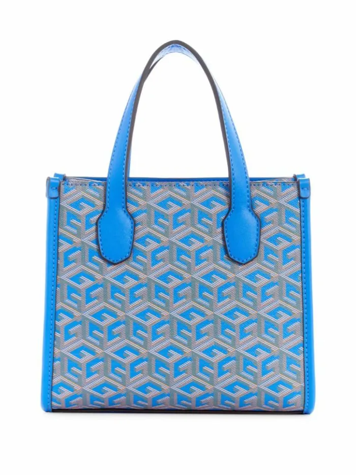 Women GUESS Handbags Silvana Mini Totes Aquatic Logo
