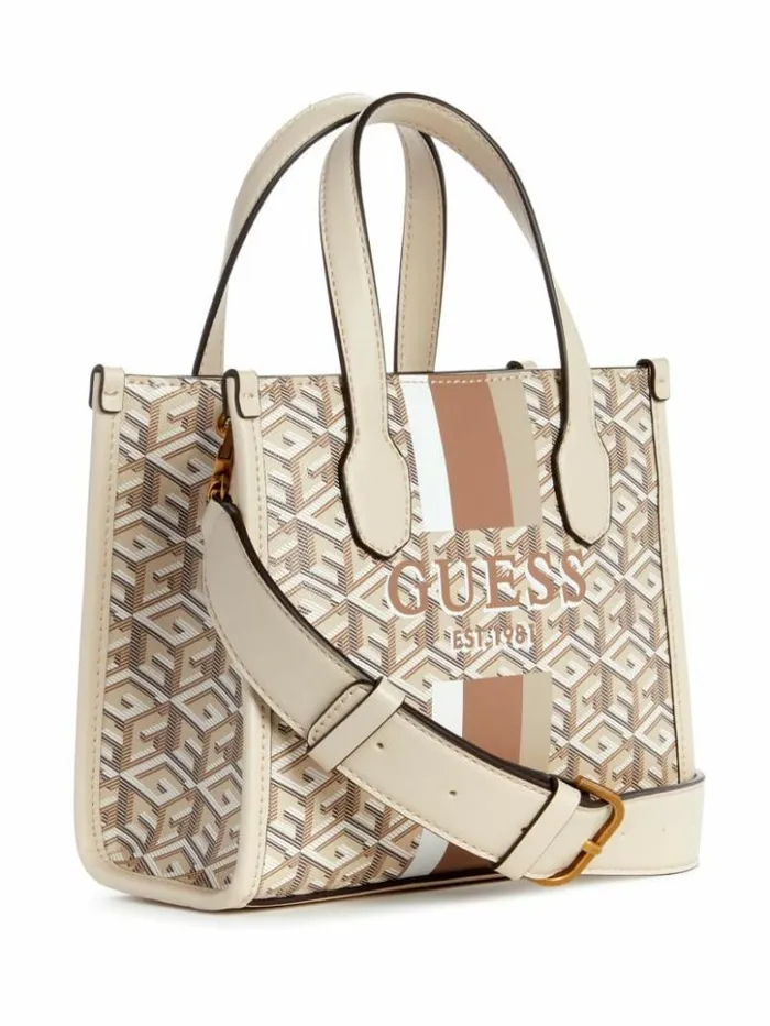 Women GUESS Handbags Silvana Mini Totes Saddle