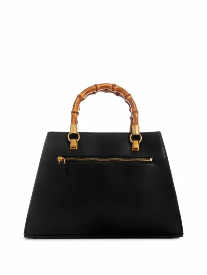 Women GUESS Handbags Stephi Bamboo Handle Satchel Black
