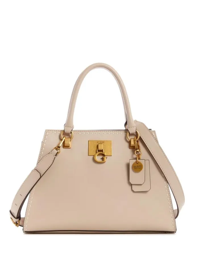 Women GUESS Handbags Stephi Girlfriend Satchel Beige