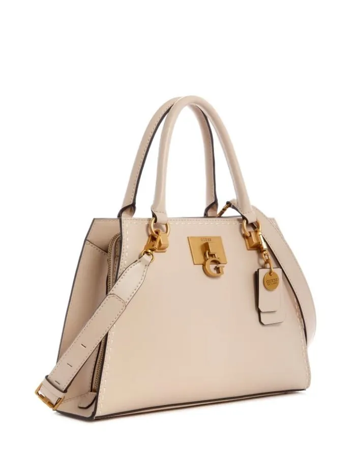 Women GUESS Handbags Stephi Girlfriend Satchel Beige