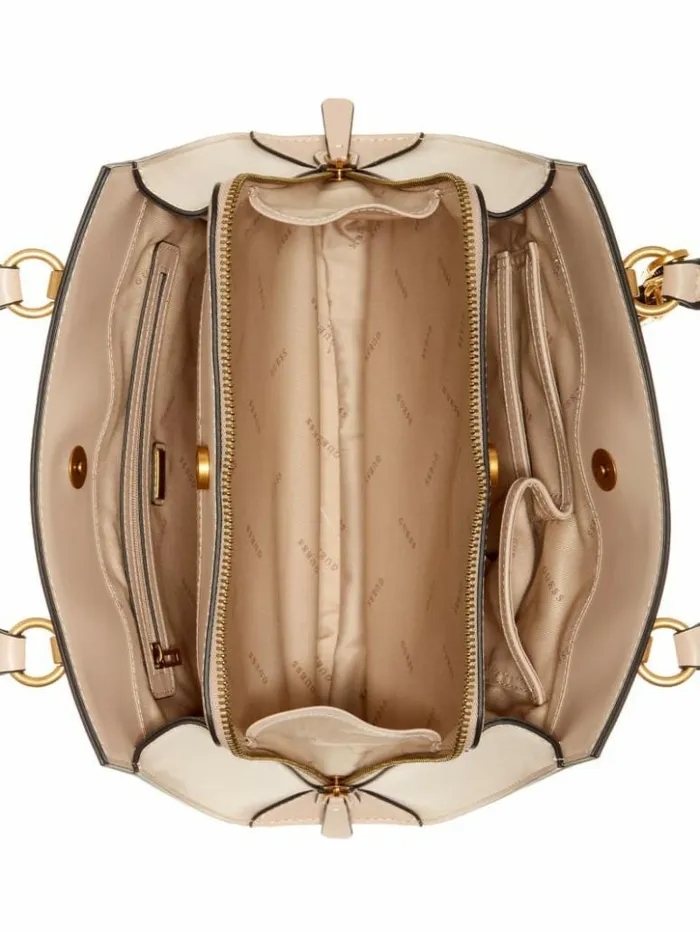 Women GUESS Handbags Stephi Girlfriend Satchel Beige