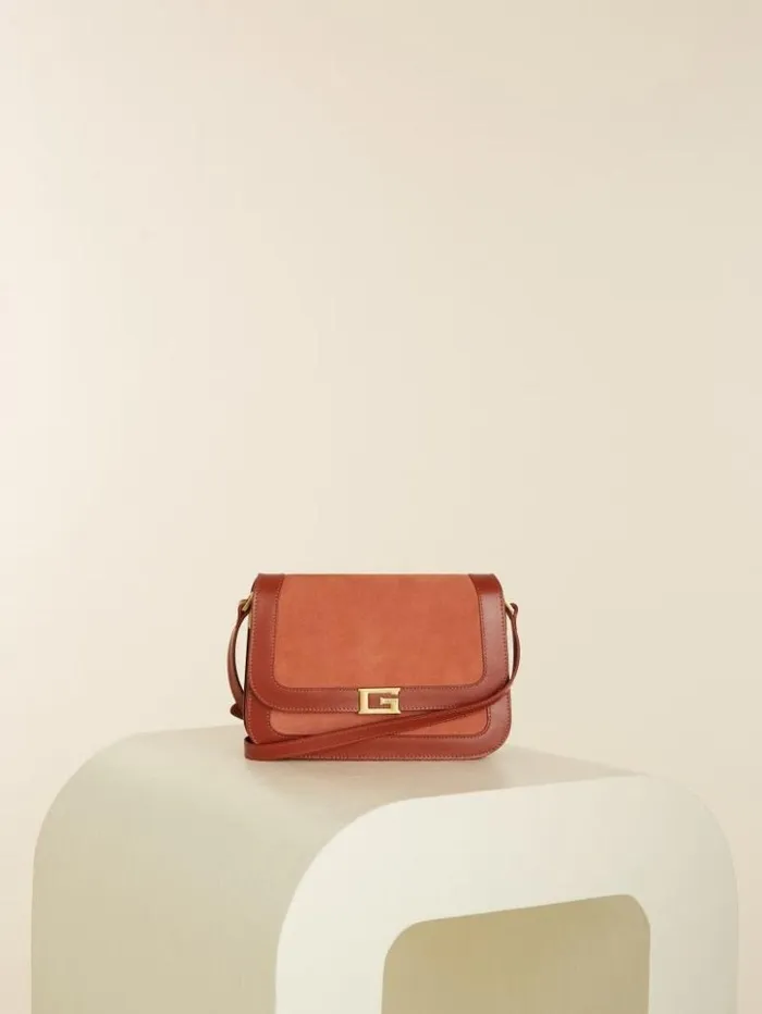 Women GUESS Handbags Thea Mini Flap Leather Crossbody Rus