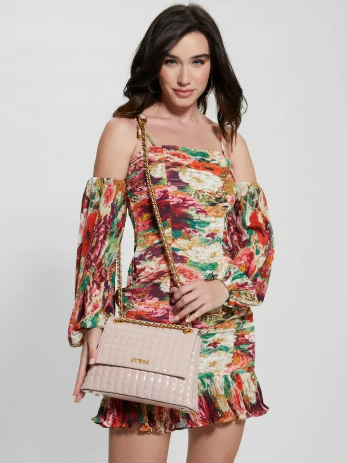 Women GUESS Handbags Tia Convertible Crossbody Rosewood