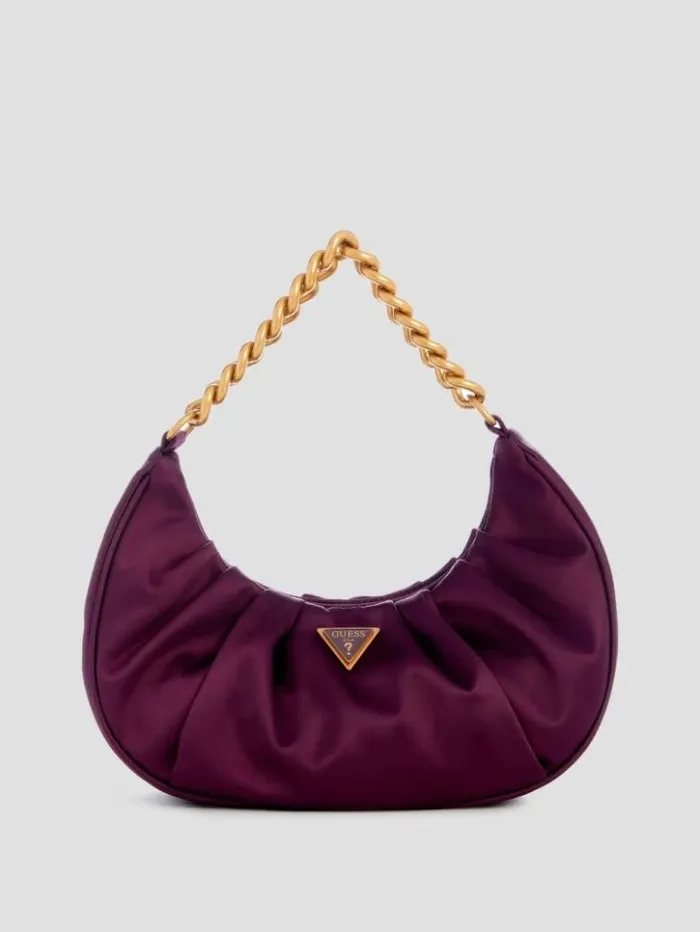 Women GUESS Handbags Tori Satin Shoulder Bag Amethyst