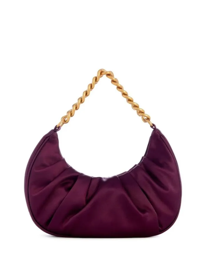 Women GUESS Handbags Tori Satin Shoulder Bag Amethyst